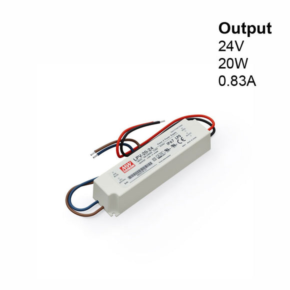 Mean Well LPV-20-24 Non-Dimmable LED Driver, 24V 0.83A 20W - GekPower