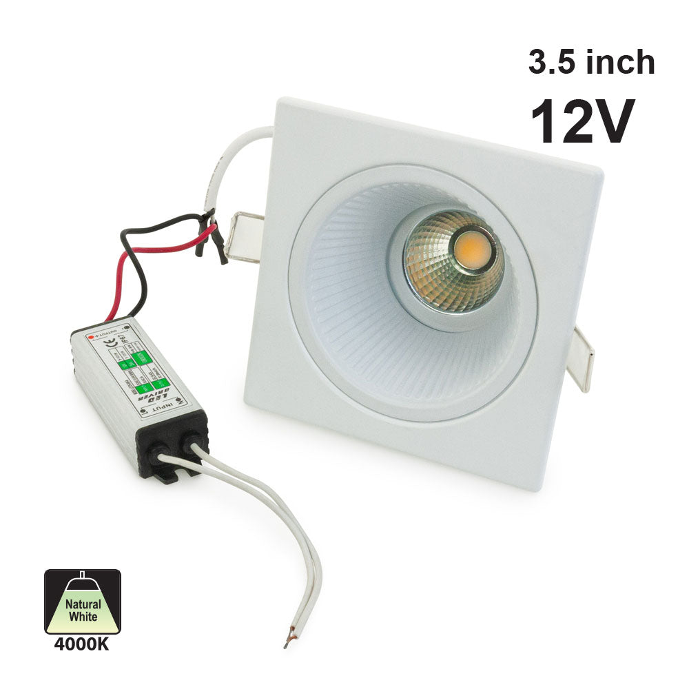 3.5 inch Square Downlight / Ceiling Light 12V 8.2W 4000K(Natural White), gekpower