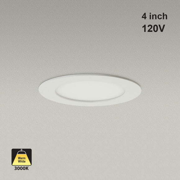 4 inch Dimmable Recessed LED Panel Light / Downlight / Ceiling Light 120V 9W 3000K(Warm White), gekpower