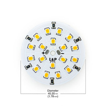 12V Flat Round PCB 18 SMD 3528 Constant Voltage LED 2W 2700-3000K(Warm White)