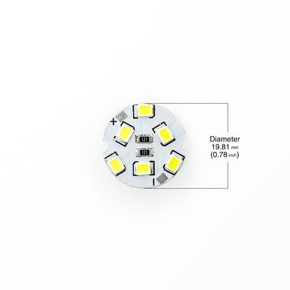 12V Flat Round PCB 6 SMD 3528 Constant Voltage LED Module 6000K(Cool White)