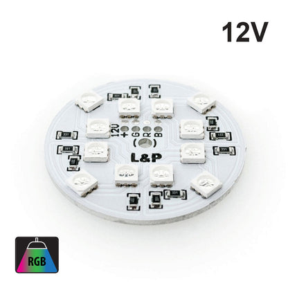 12V Flat Round PCB 12 SMD 5050 Constant Voltage LED Module 2W RGB