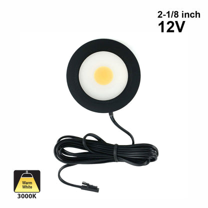 2.2 inch Round LED Retrofit Under Cabinet Lights, 12V 3.5W 3000K(Warm White) Black