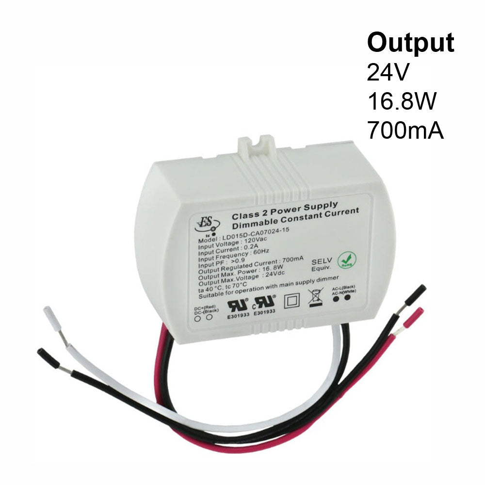 ES LD015D-CA07024-15 Constant Current LED Driver, 700mA 24V 16.8W max, gekpower