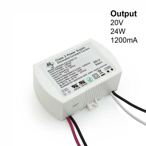 ES LD024D-CA12020-15 Constant Current LED Driver, 1200mA 20V 24W, gekpower