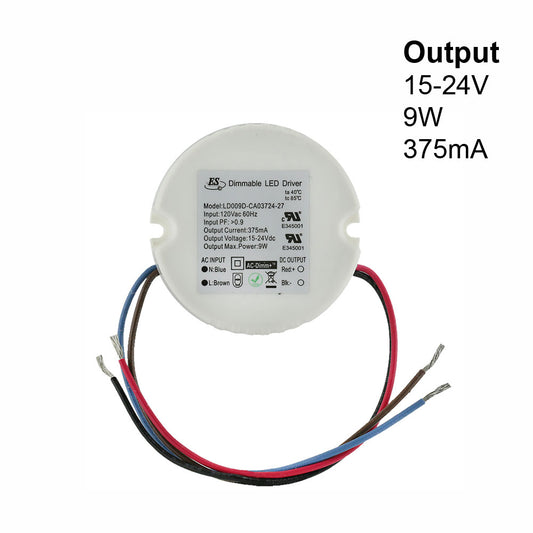 ES LD009D-CA3724-27 Constant Current LED Driver, 375mA 15-24V 9W max, gekpower