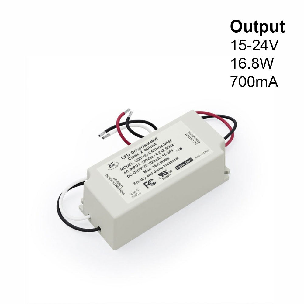 ES LD018D-CU07024-M18F Constant Current LED Driver, 700mA 15-24V 16.8W, gekpower