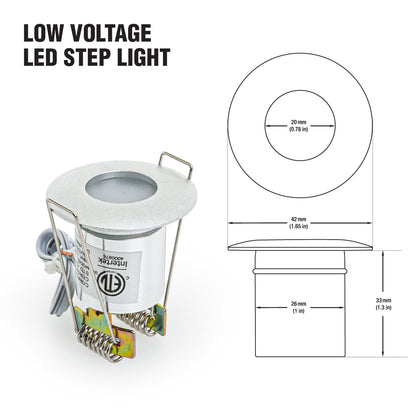 P105-SN-3000 Round Dimmable LED Step Light, 12V 0.6W 3000K(Warm White) Silver Grey, gekpower