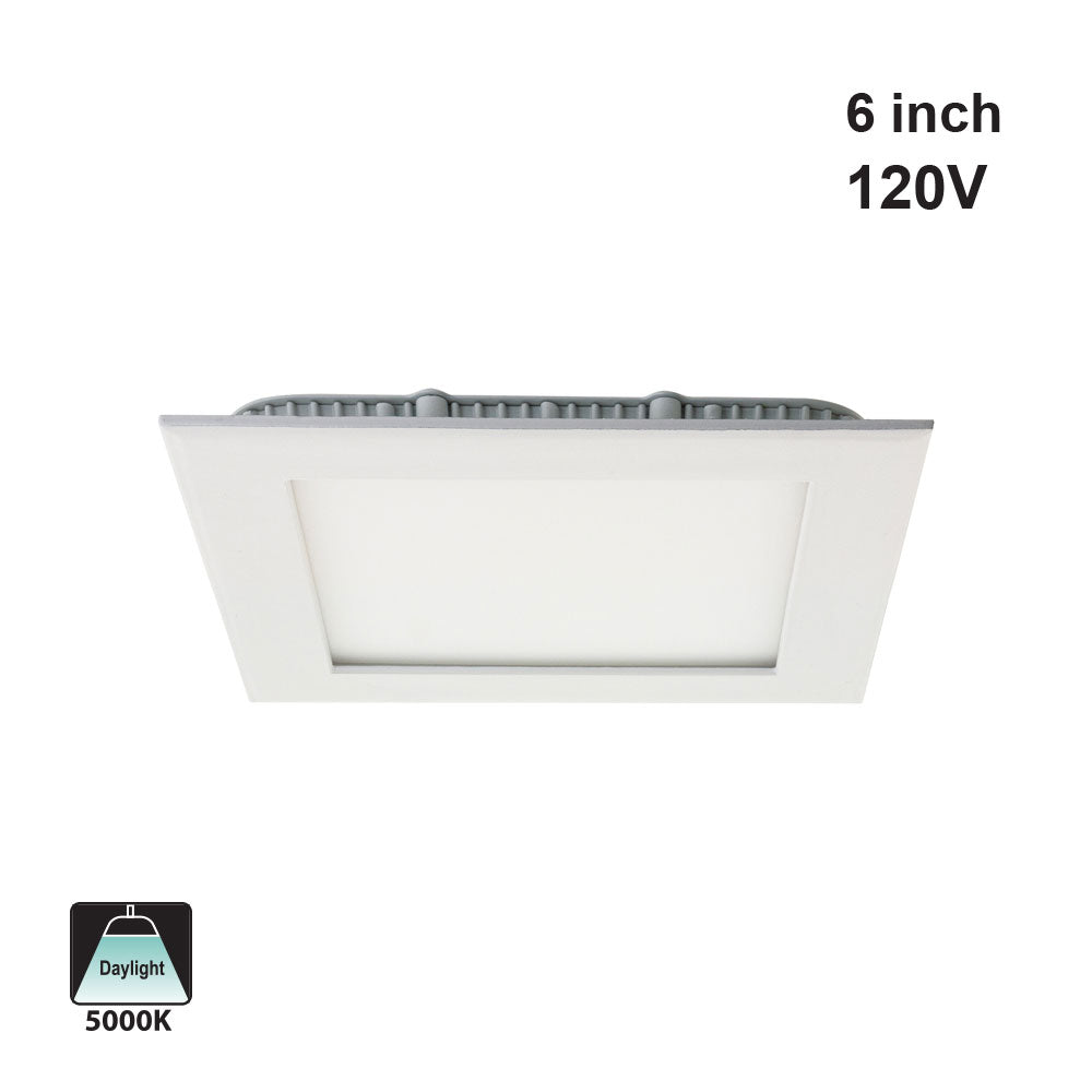 LP-ULFTD-17512 6 inch Square LED Panel Light 120V 12W Dimmable 5000K(Daylight), gekpower