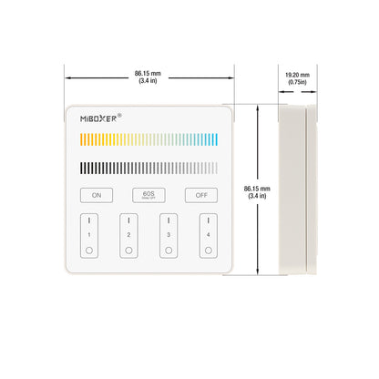 Smart Touch Panel Remote LED Controller 4-Zone Mi-Light B2 Adjustable Color Temperature, works with FUT035