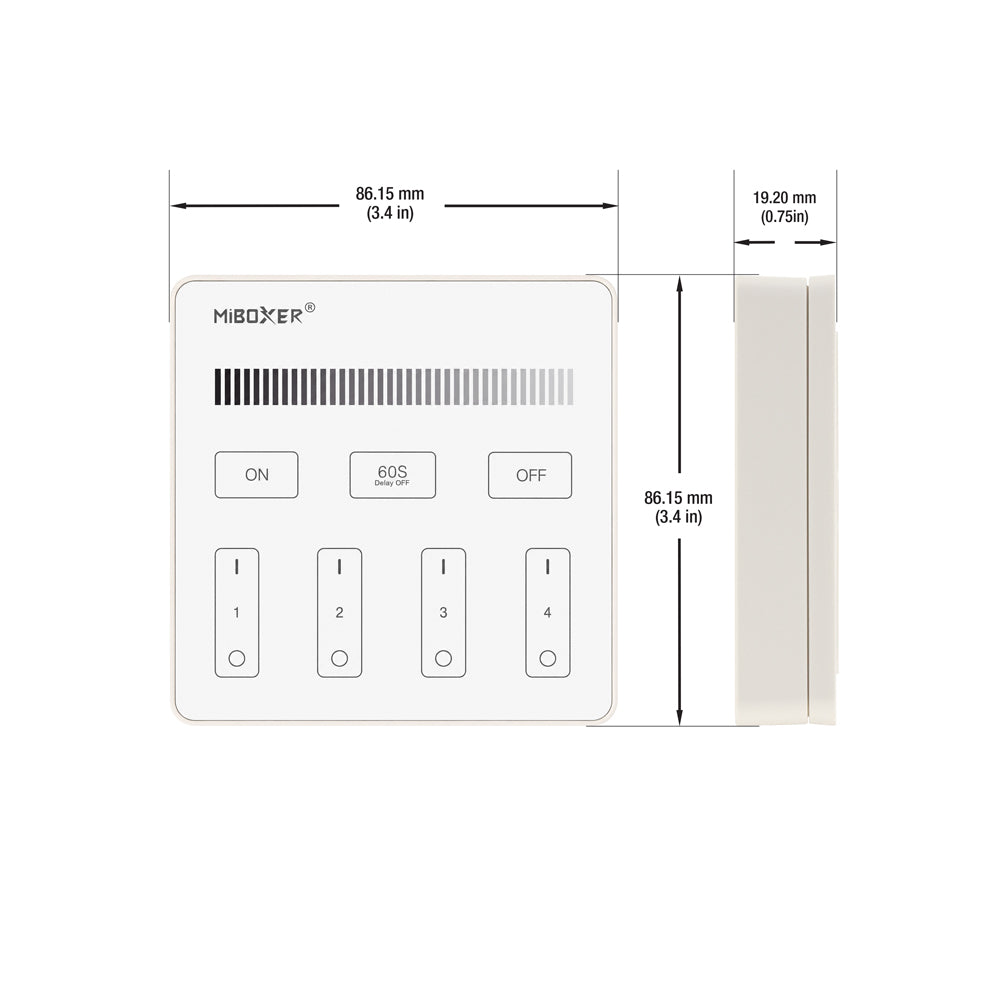 Smart Touch Panel Remote LED Controller 4-Zone Mi-Light B1 Single Color Brightness Dimming, works with FUT036