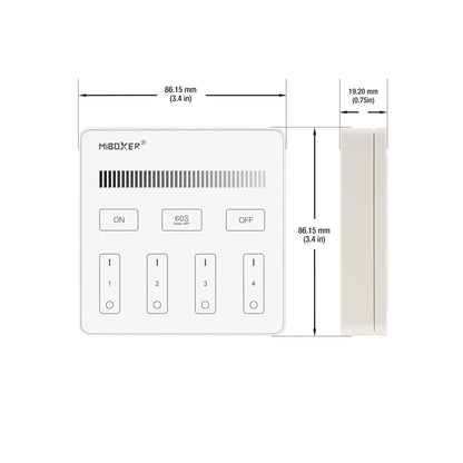Smart Touch Panel Remote LED Controller 4-Zone Mi-Light B1 Single Color Brightness Dimming, works with FUT036
