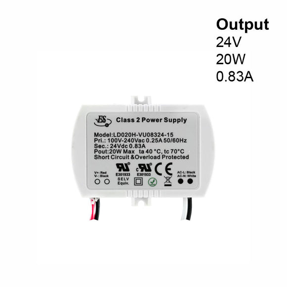 ES Constant Voltage LED Driver 24V 20W 830mA LD020H-VU08324-15, gekpower