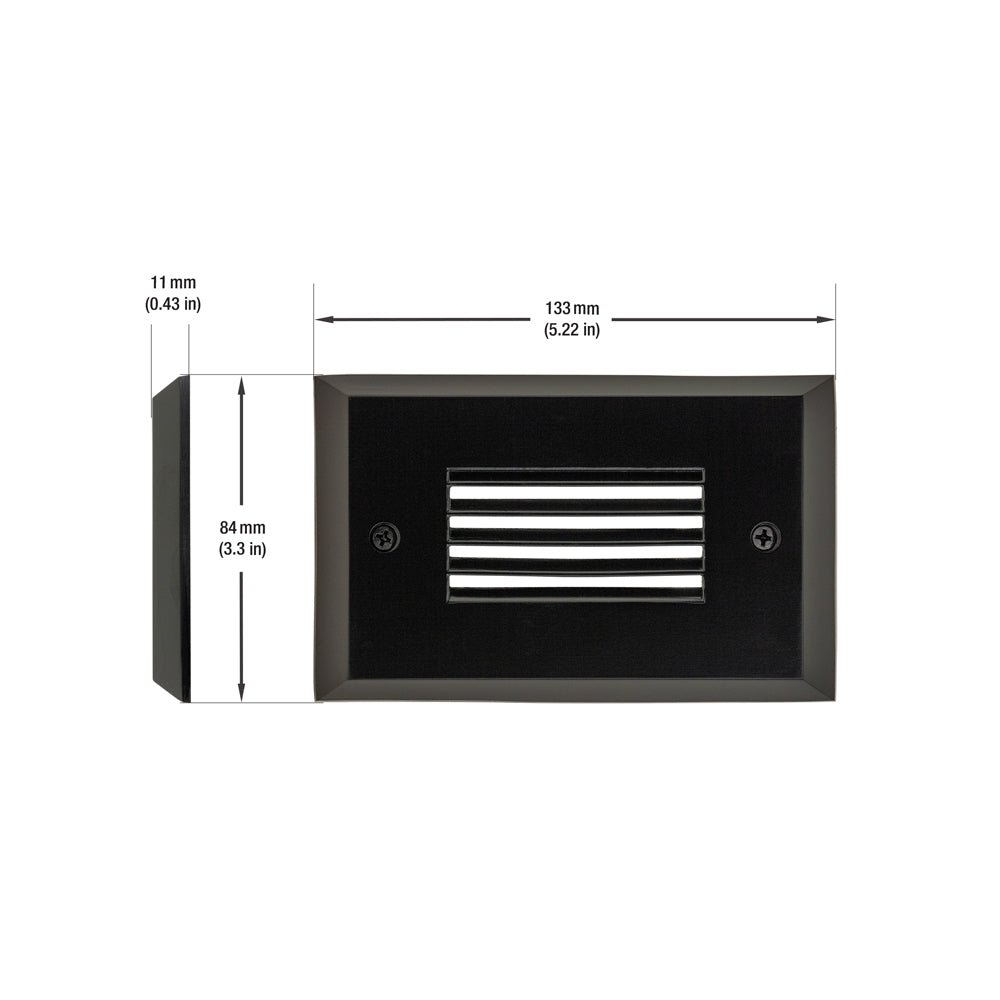 Horizontal RT05HV Single Gang LED Step Light/ Pathway Light, 100-240V 2W 3000K(Warm White) Black