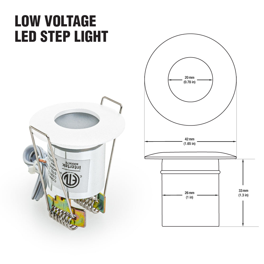 P105-WH-3000 Round Dimmable LED Step Light, 12V 0.6W 3000K(Warm White) White