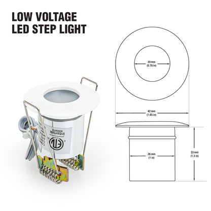 P105-WH-3000 Round Dimmable LED Step Light, 12V 0.6W 3000K(Warm White) White