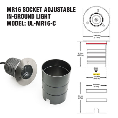 UL-MR16-C Inground light, 12V 6.5W 3000K(Warm White)