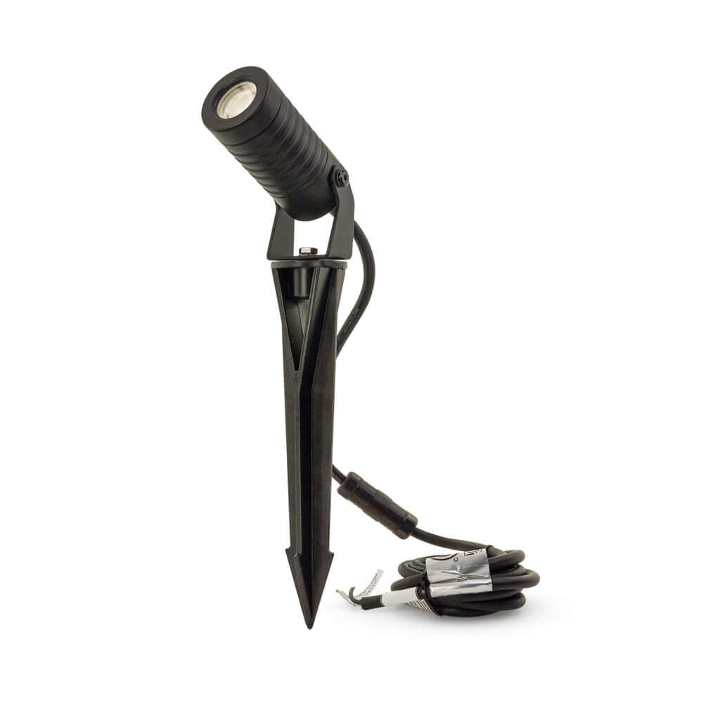Outdoor LED landscape spotlight with adjustable angle, 24V 2.6W warm white lighting for garden and landscape decoration.