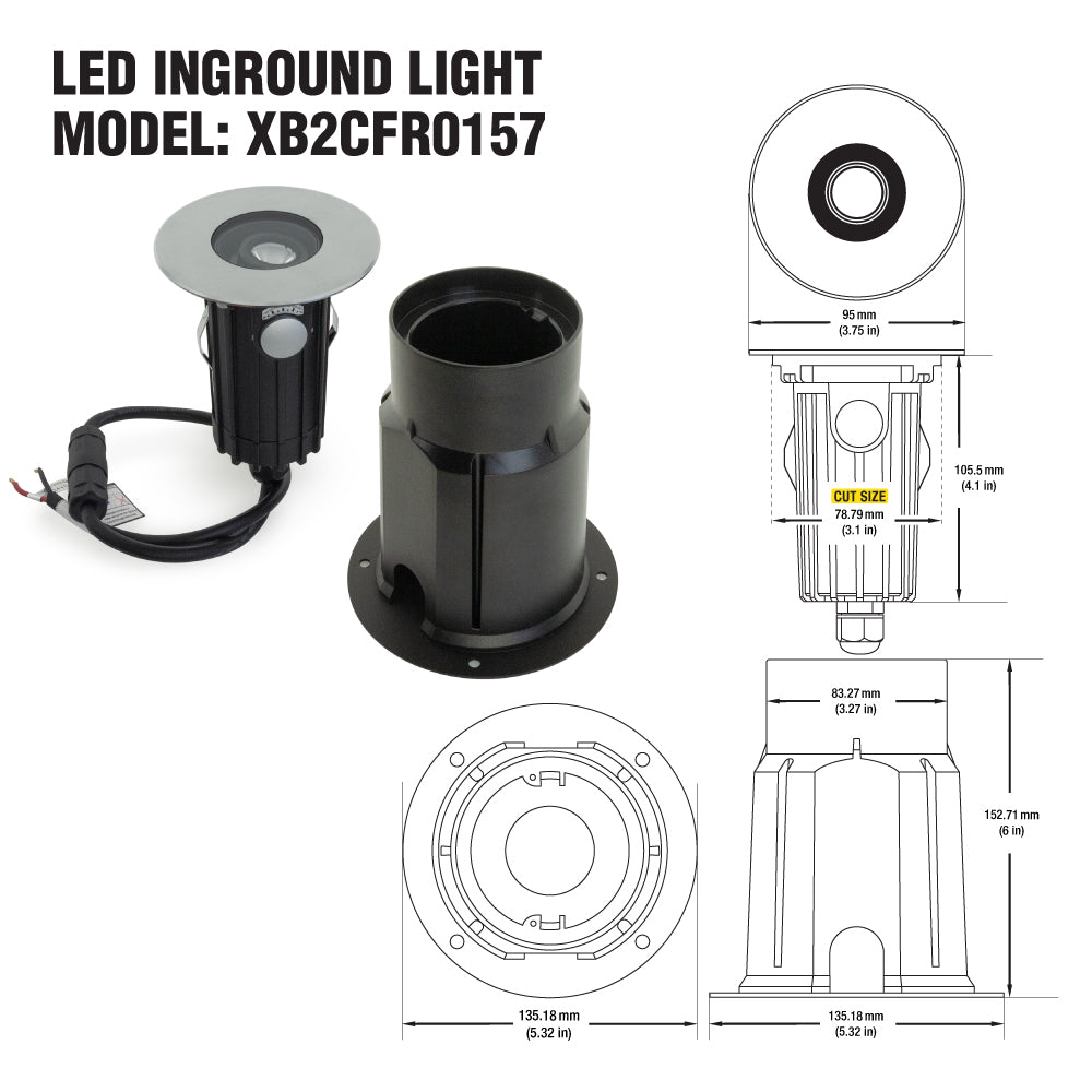 XB2CFR0157 Outdoor Round Adjustable Beam Direction Up light, Inground Light, 24V 2.6W