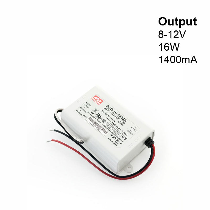 Mean Well PCD-16-1400A Constant Current LED Driver, 1400mA 8-12V 16W, gekpower