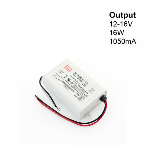 Canada, British Columbia, North America. Dimmable Mean Well PCD-16-1050A Constant Current LED Driver 12-16V 1050mA 16W