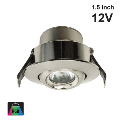 RD24-3W-RGB-BN 1.5 inch Dimmable Round Downlights/ Ceiling Lights, 12V 3W Brushed Nickel