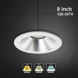 8 inch Commercial Recessed LED Downlight / Ceiling Light Reflector Round Trim, 120-347V 20W, gekpower