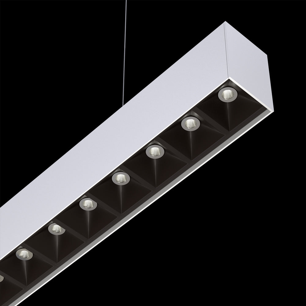 LED Low Glare Linear Suspension Light 4ft, 100-277V 38W 4000K(Natural White) White