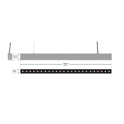 LED Low Glare Linear Pendent Light 4ft, 100-277V 38W 4000K(Natural White) White