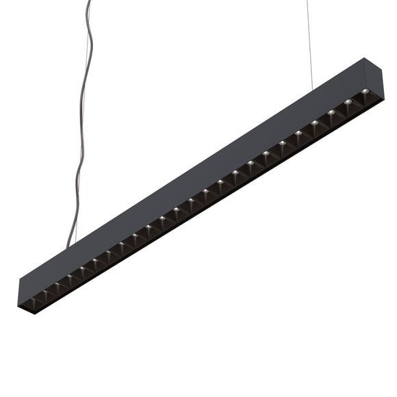 LED Low Glare Linear Suspension Light 4ft, 100-277V 38W 3000K(Warm White) Black