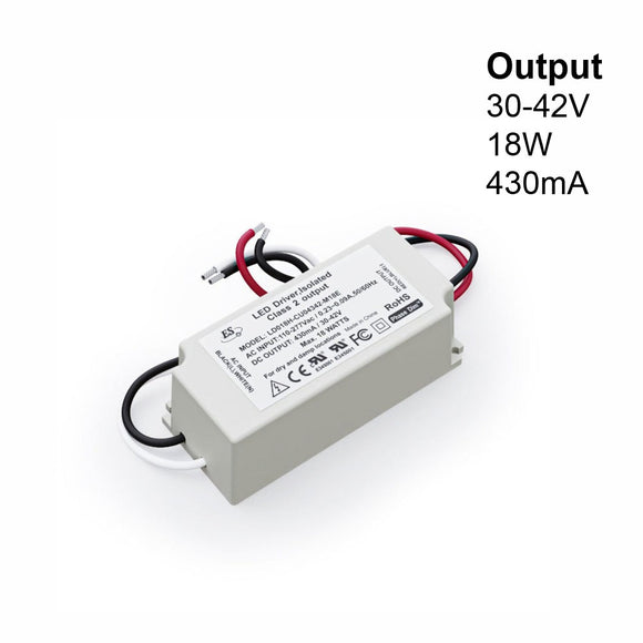 ES LD018H-CU04342-M18E Constant Current LED Driver, 430mA 30-42V 18W max, gekpower