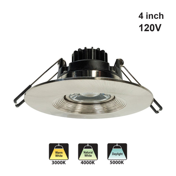 4 inch Round Recessed Light Gimbal with Selectable Color Temperature (3CCT) 120V 8W Black, gekpower