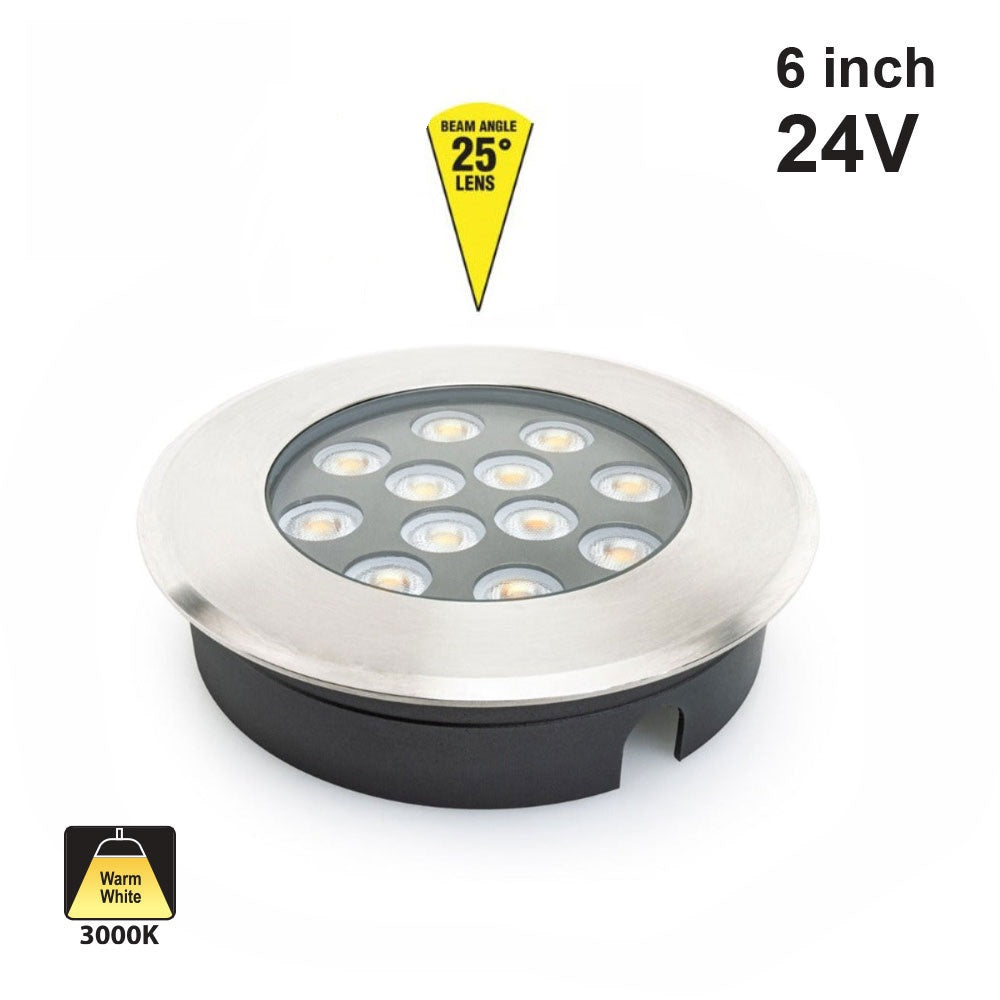 UL-1201-1500-I 6 inch Round Shallow Recessed inground light, 24V 15W, gekpower