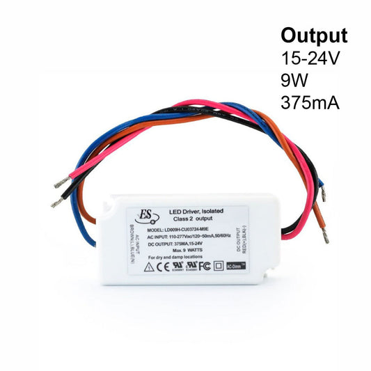 ES LD009H-CU03724-M9E Constant Current LED Driver, 375mA 15-24V 9W. gekpower