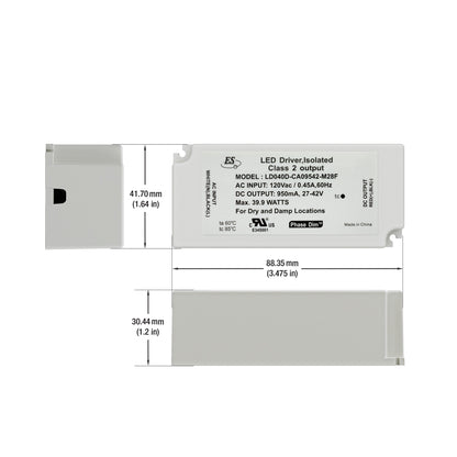 ES LD040D-CU09542-M28F Constant Current LED Driver, 950mA 27-42V 40W max, gekpower