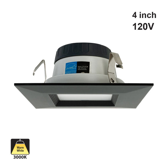 4 inch Retrofit Square Recessed LED Downlight / Ceiling Light Black Trim 120V 10W 3000K(Warm White), gekpower