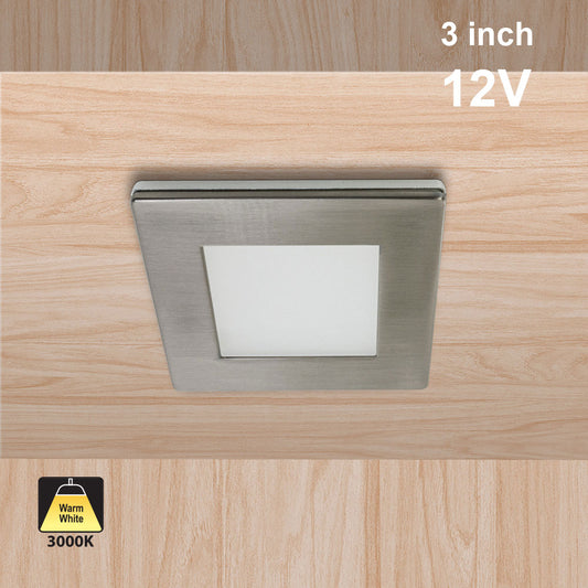 Square Cabinet Puck Light Surface Mount 12V 2.2W Brushed Nickel AD-107T-2.2W-12V, gekpower