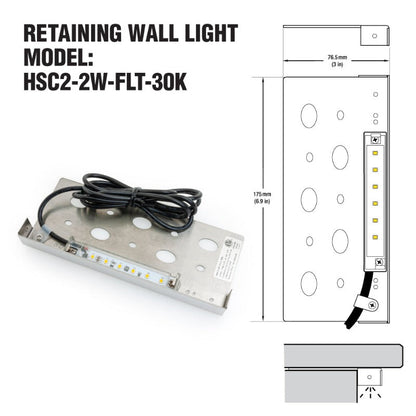 7 inch Hardscape Retaining Wall Light, 12V 2W 3000K