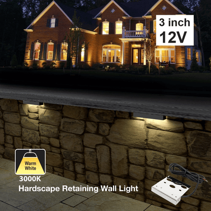 3 inch Hardscape Retaining Wall Light, 12V 1W 3000K
