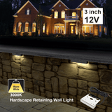 3 inch Hardscape Retaining Wall Light, 12V 1W 3000K(Warm White) - GekPower