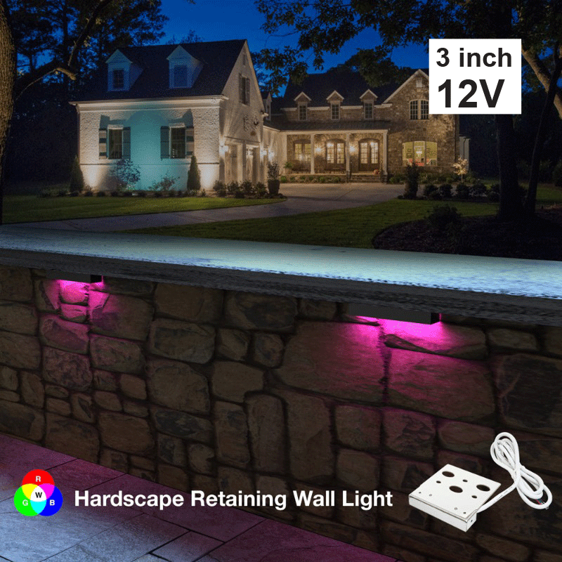 3 inch Color Changing Hardscape Retaining Wall Light, 12V 1W RGBW - GekPower