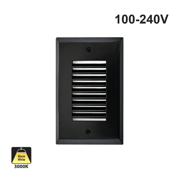 Vertical Single Gang LED Step light 100 240V 2W 3K