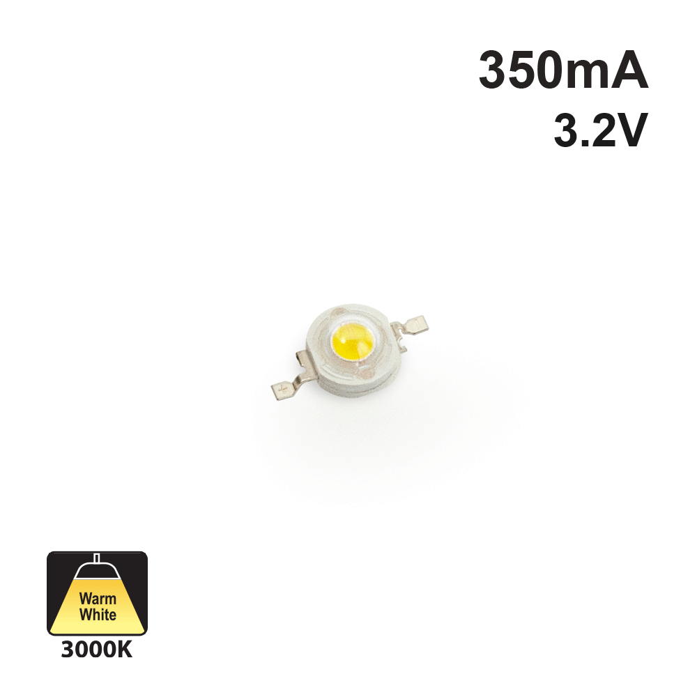 1 Watt SMD LED, 350mA, 110lm, 2900-3100K, 3.2V