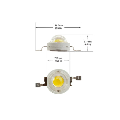 1 Watt SMD LED, 350mA, 110lm, 2900-3100K, gekpower