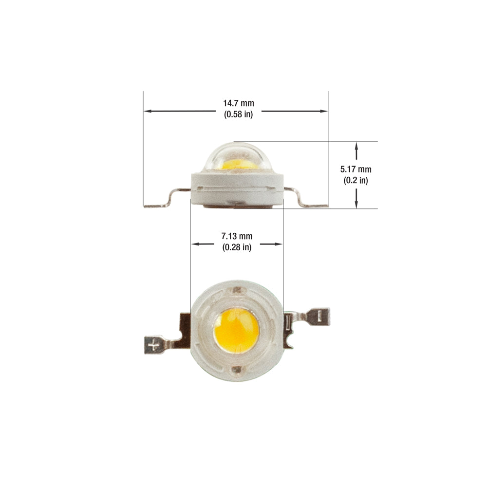 1 Watt SMD LED, 350mA, 120Lm, 2300-2400K - GekPower