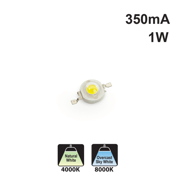 1 Watt SMD LED, 350mA, 90lm, CCT(3.8-4.1K, 8-10K) - GekPower