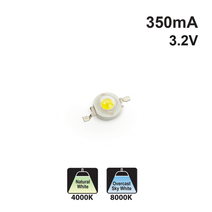 1 Watt SMD LED, 350mA, 90lm, CCT(3.8-4.1K, 8-10K), 3.2V