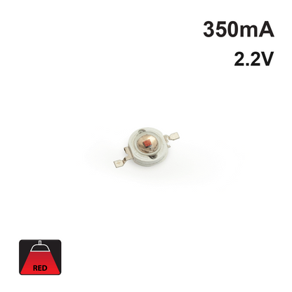 1 Watt SMD LED 350mA 40-50lm- Red, 2.2V