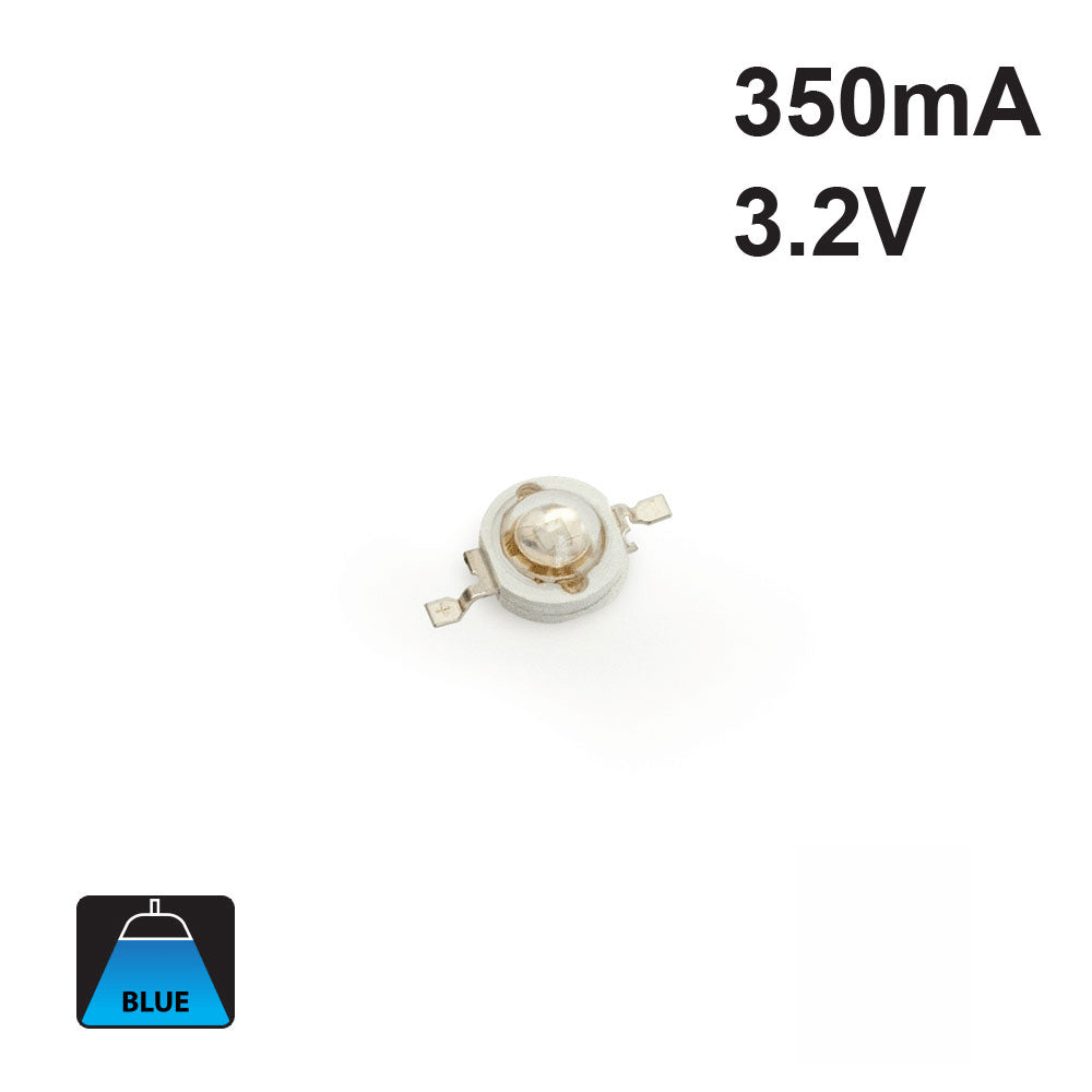 1 Watt SMD LED, 350mA, 35lm, Blue, 3.2V