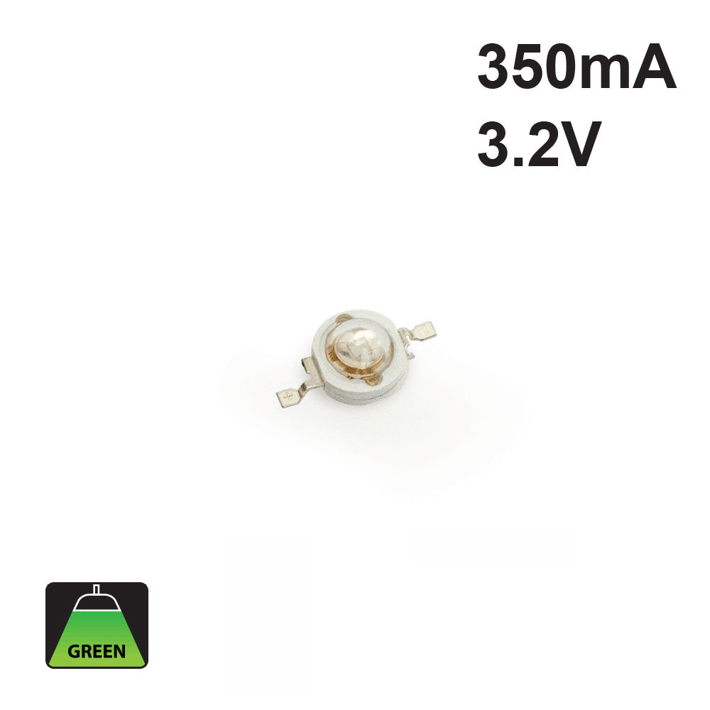 1 Watt SMD LED, 350mA, 35lm, Green, 3.2V